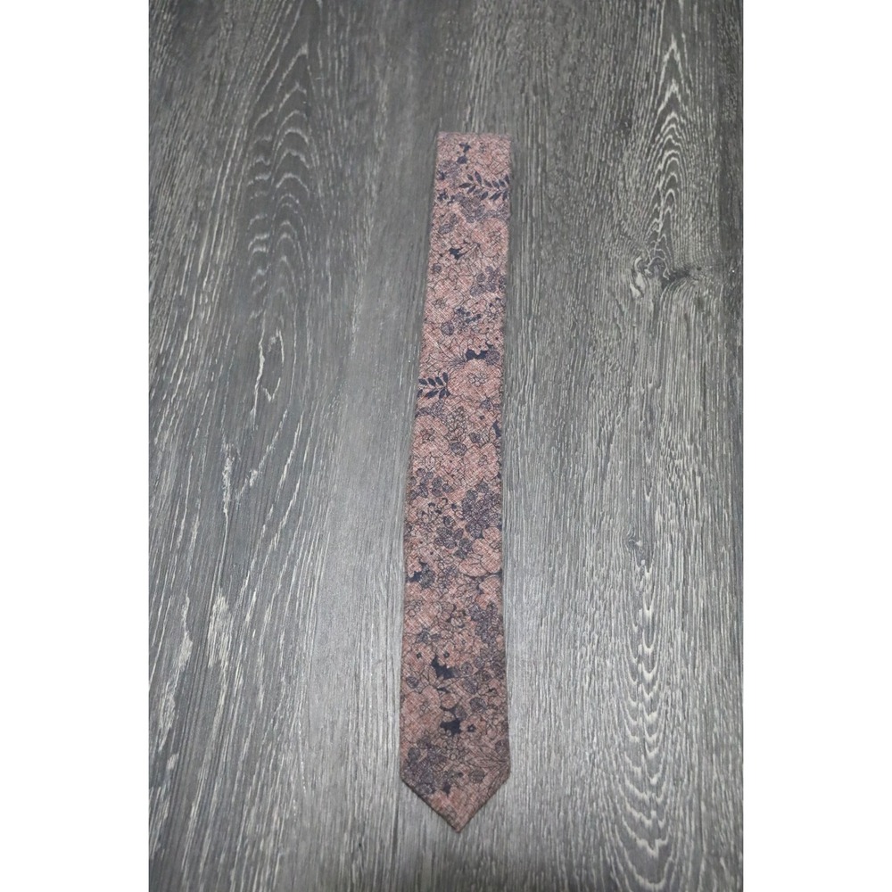 Original Penguin Mens Skinny Tie Burgundy Navy‎ Blue Floral Botanical Pattern